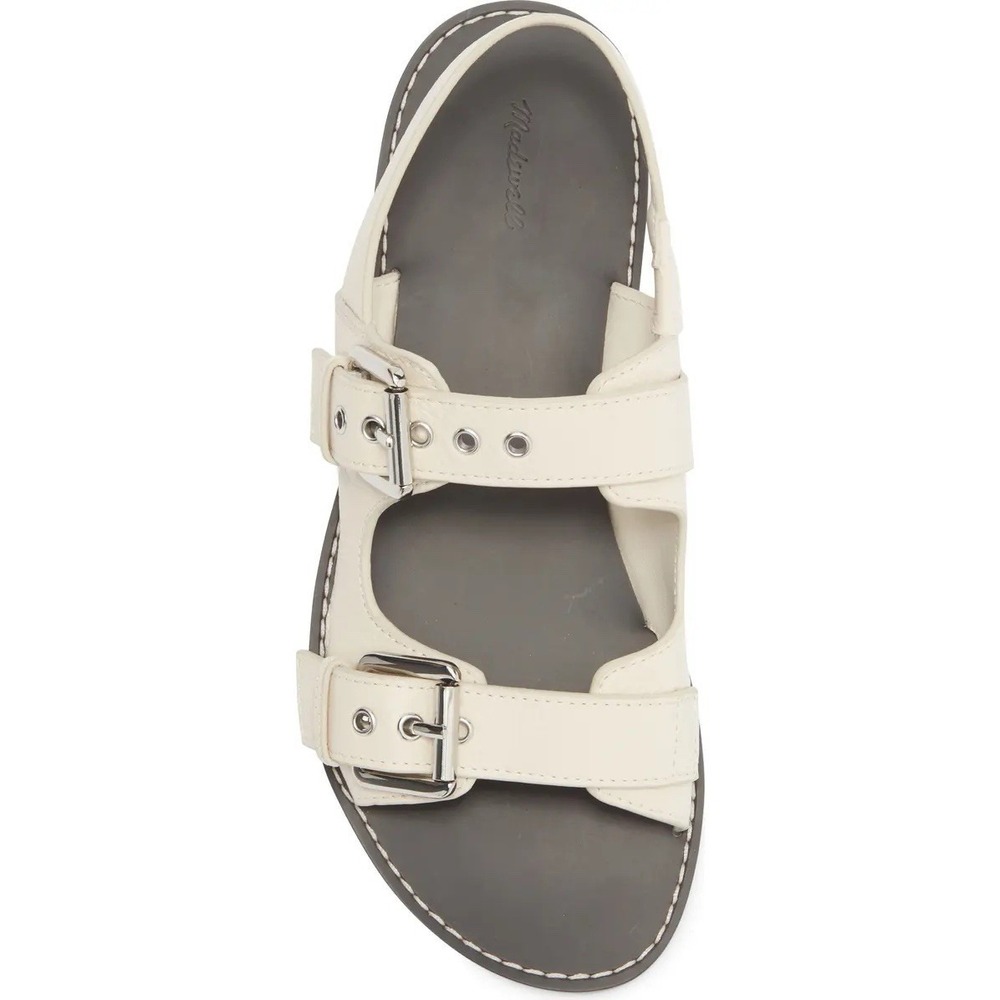 Madewell NV812 Ivory Leather Double Buckle Slingback Sandals Women's Size 7.5